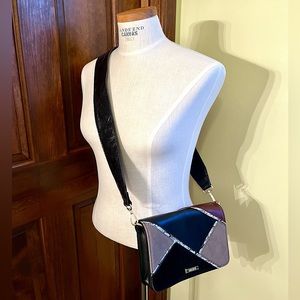 DREAM CONTROL Women's Black Snakeskin Shoulder Bag Messenger Crossbody